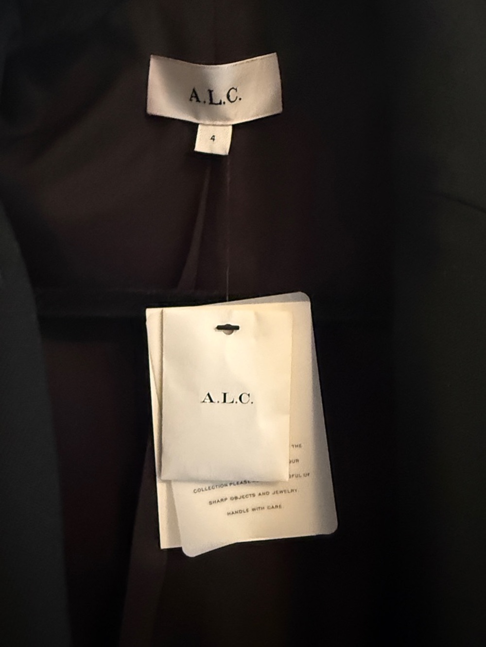 A.L.C. Black Asymmetric Pleated-Panel Blazer, size 4 - Picture 2 of 5